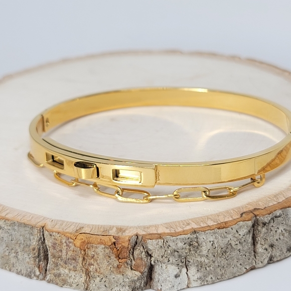 NEW 18K Gold Stainless Steel with Chain Bracelet - Picture 9 of 13
